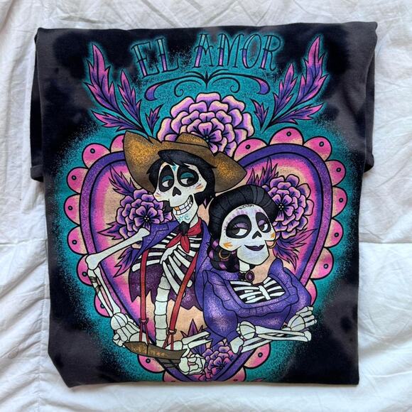Disney coco tie dye graphic tee sz xs hector Imelda Rivera romantic grunge fall - Picture 3 of 8